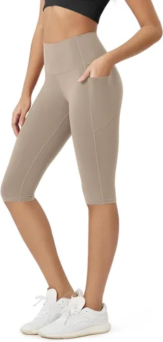 Vista 10 de ODODOS Pantalones capri de yoga suaves como mantequilla para salón con bolsillos para mujeres, leggings capri de cintura alta de 14"/19"/21