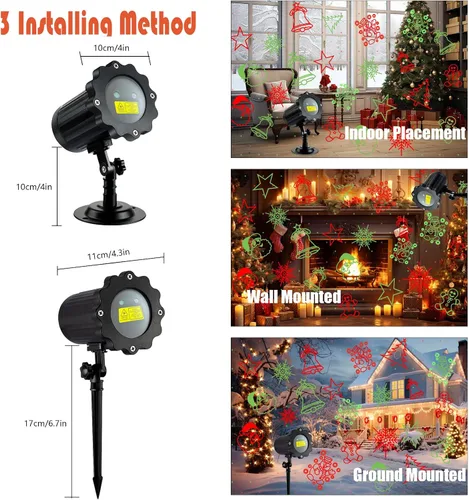 Vista 5 de Proyector de luces de Navidad más brillantes para exteriores, proyector de Navidad láser impermeable con control remoto, decoraciones de foco