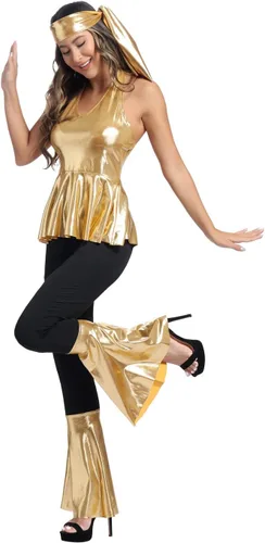 Vista 10 de frawirshau Disfraz de discoteca para mujer, disfraz de los años 70, disfraz de Halloween para mujer
