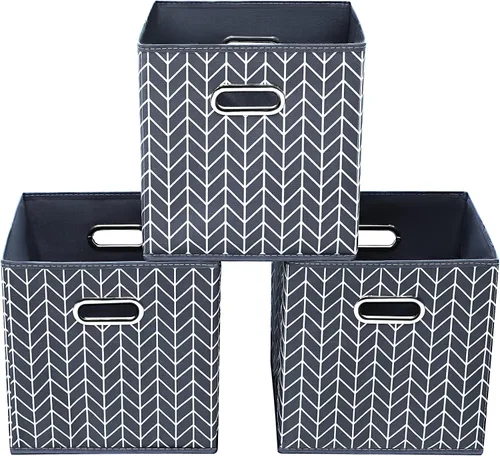 Vista 35 de Yunkeeeper - Contenedores de almacenamiento, cubos organizadores de tela con asa, cubos plegables para almacenamiento de tela o accesorios, 11 x 11