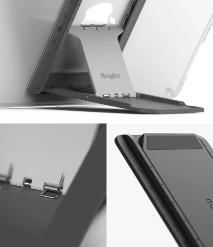 Vista 8 de Ringke Excelente soporte universal para tableta, soporte de acción de resorte, accesorio adhesivo multiángulo para tabletas iPad, lector electrónico