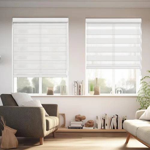 Vista 14 de Changshade Smart Motorized Zebra Blinds Blackout Remote Control Work with Alexa, Google Home, Apple Homkit, Custom Size Electric Power Indoor Window