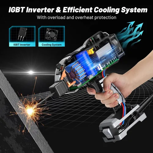 Vista 8 de Máquina de soldadura portátil de 110 V con gafas de oscurecimiento automático: Inversor IGBT de mano soldador ARC pistola soldador – 6 ajustes