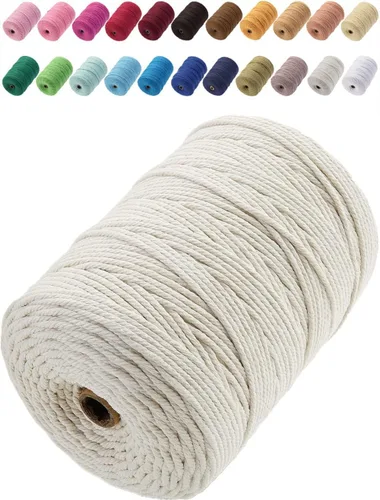 Vista 9 de Cuerda de macramé de algodón de 2 mm, 220 yardas, suministros naturales de macramé de color, cuerda de algodón suave para artesanía, para colgar