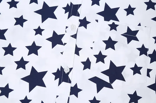 Vista 6 de Camisa de vestir de manga corta para hombre, ajuste regular, con botones, casual, con estampado único Grandes estrellas de la marina