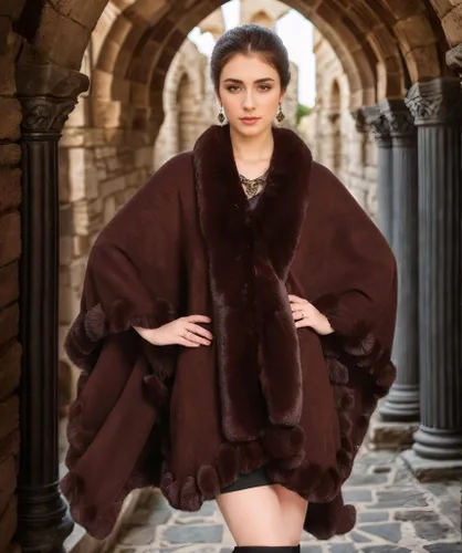 Vista 3 de Cárdigan de piel de zorro sintético, chal para invierno, capa de gran