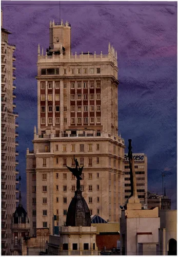 Vista 7 de 3dRose Paño 11x12 para rostro y cuerpo - España, Madrid, Gran Vía y Edificio España - EU27 WBI0668 - Walter Bibikow Madrid
