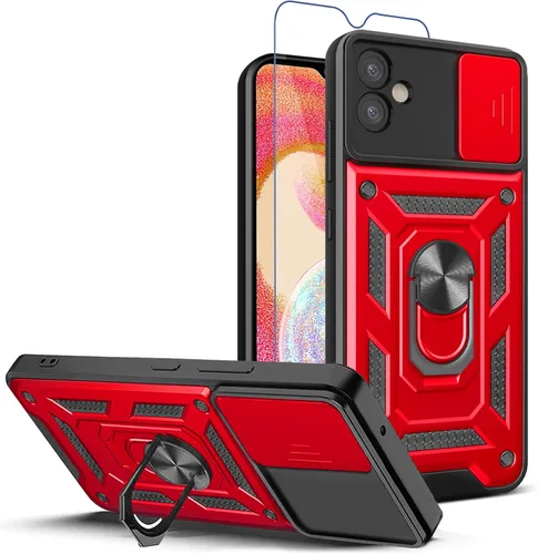 Vista 25 de Funda para teléfono Galaxy A06 4G: con protector de pantalla de 2 piezas, cubierta deslizante para cámara y soporte multiángulo para Samsung Galaxy