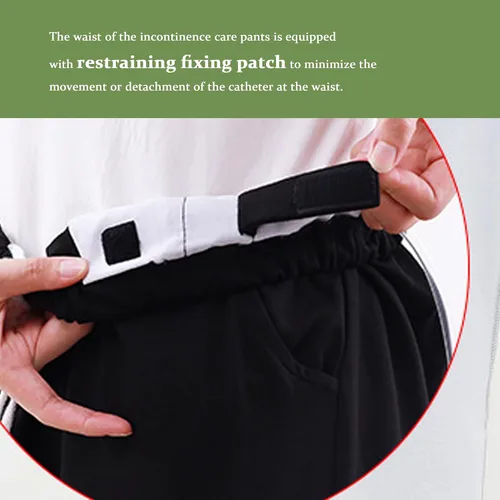 Vista 5 de Pantalones recortados con catéter, bolsa de orina, pantalones recortados para hombres y mujeres, pantalones de cuidado de incontinencia de doble