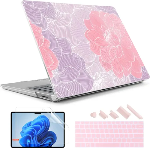 Vista 24 de TWOLSKOO Funda para portátil Microsoft Surface Go 2/1 de 12.4" lanzada con el modelo 1943/2013, carcasa rígida de plástico protectora y cubierta