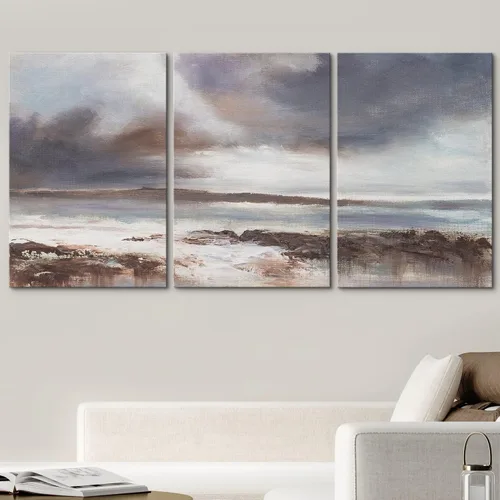 Vista 313 de wall26 Lienzo enmarcado para pared, juego de arte de acuarela pastel, paisaje rural, ilustraciones con formas abstractas, arte moderno, decorativo