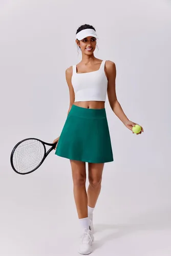 Vista 6 de PINSPARK Falda pantalón de golf de 18" para mujer, falda de tenis de cintura alta, UPF 50+, falda pantalón atlética con 4 bolsillos