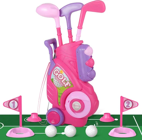 Vista 10 de Liberry Juego de Golf para Niños Pequeños de 2, 3 y 4 años Niños Niñas, Juego Mejorado de Palos de Golf para Niños con Carrito, Tapete de Putting