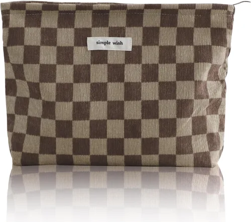 Vista 38 de Wudygirl Bolsa de maquillaje de lona para mujer, organizador estético de maquillaje, bolsa de maquillaje de viaje, bolsa de aseo para bolso, bolsa