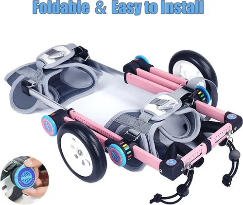 Vista 3 de Silla de ruedas para perros para patas traseras, carrito de silla de ruedas para perros, sillas de ruedas plegables para perros/asistencia