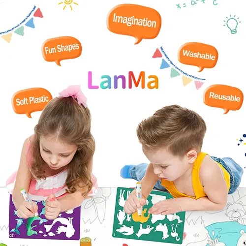 Vista 5 de Juego de 30 plantillas de dibujo para niños, plantillas de plantillas de pintura de dibujo de plástico para niños, manualidades, proyectos de arte