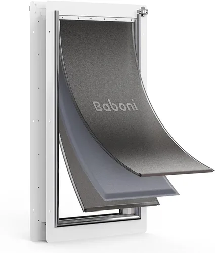 Vista 9 de Baboni Dog Door for Door,Durable Plastic Frame,Small(Plus) Pets Up to 20 Lb,for Interior and Exterior Doors,Aluminum Lock,Metal Panel,Strong