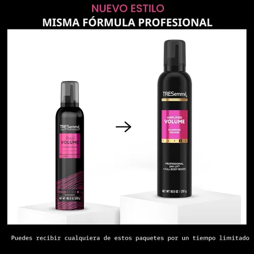 Vista 3 de TRESemmé Mousse voluminizadora con volumen amplificado para 24H de elevación y cuerpo con tecnología Pro Lock 310 ml