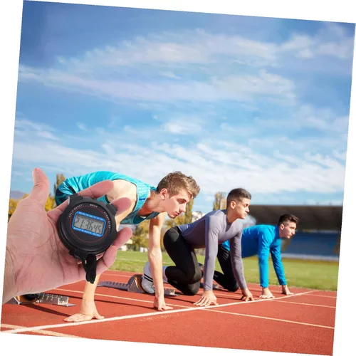 Vista 8 de Cronómetro deportivo digital con alarma de fecha, temporizador de alta precisión para natación, correr, yoga, cronómetro negro para entrenadores