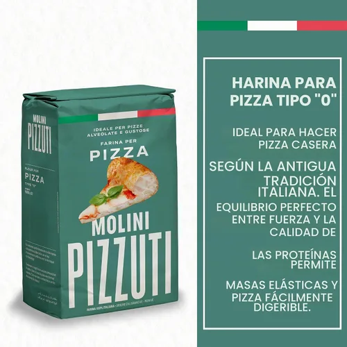 Vista 6 de Molini Pizzuti Farina Per Pizza Tipo "0" harina de trigo para pizza - 2.2 lbs