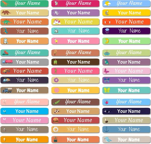 Vista 2 de 100 etiquetas de nombre personalizadas para niños, suministros escolares, calcomanías de nombre personalizadas para niños, impermeables, para Camión
