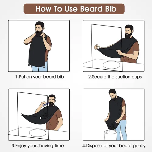 Vista 6 de Recogedor de babero para barba, atrapador de pelo de barba para fregadero, regalos de cumpleaños para hombres, él novio, capa de barba antiadherente
