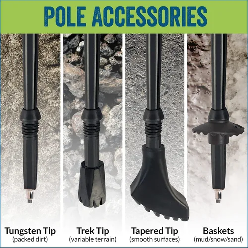Vista 5 de York Nordic Bastones plegables ultraligeros para caminar, listos para viajar, con patas de goma, cestas y bolsa