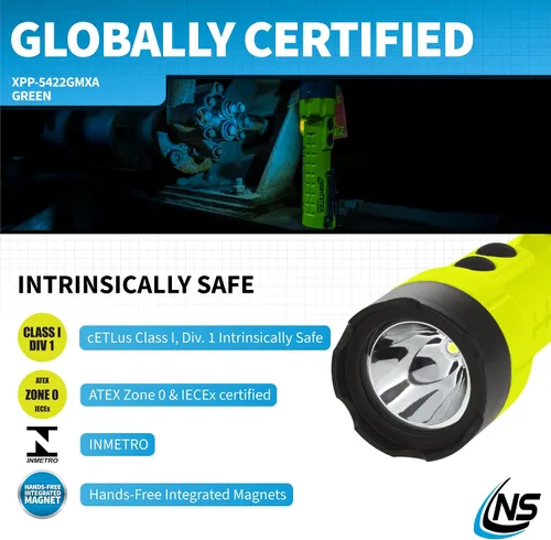 Vista 5 de Nightstick XPP-5422GMXA Linterna de doble luz intrínsecamente segura con imanes - 3 AA (no incluidos) - Verde - ATEX