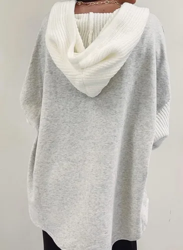 Vista 2 de SHEWIN Sudaderas con capucha de gran tamaño para mujer, casual, de manga larga, con cordón y botones, con bolsillo