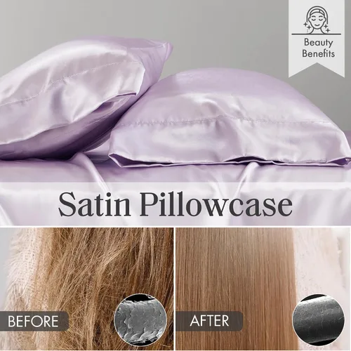 Vista 50 de Madison Park Essentials - Juego de sábanas de satén de lujo y sedoso con brillo natural, bolsillo elástico de 14 pulgadas para colchones de hasta 16