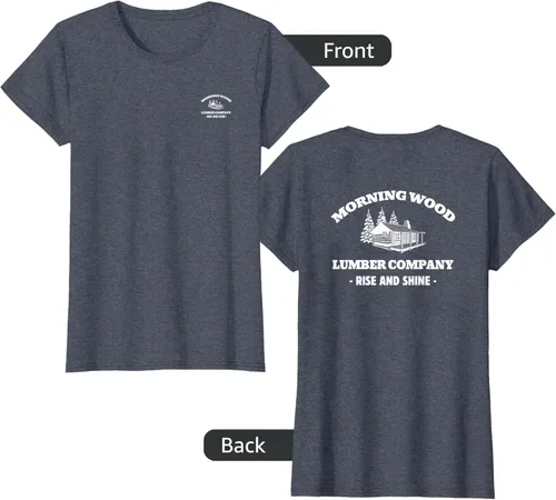 Vista 19 de Morning Wood Lumber Company - Camiseta con estampado de espalda delantera, Negro, S