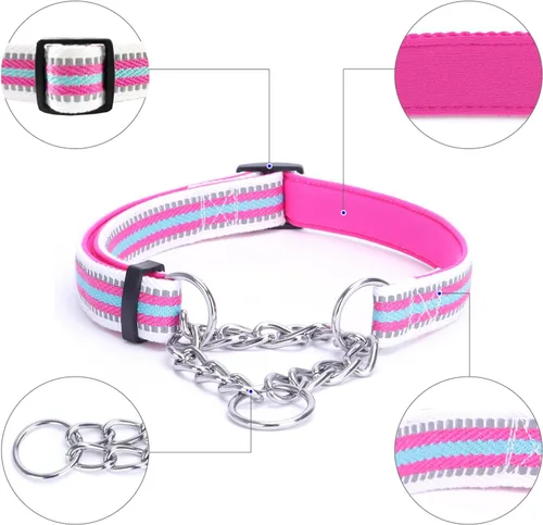 Vista 2 de LOS ANDES Collar Martingale para perros, collar reflectante para perro, collar de entrenamiento acolchado ajustable para perro, collar de nailon