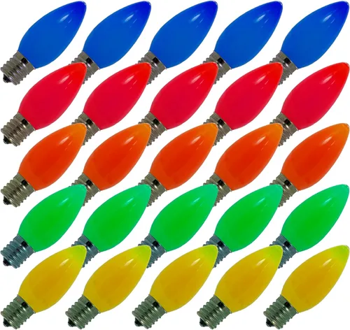 Vista 13 de EST. LEE DISPLAY L D 1902 Bombillas LED de Navidad C7 C9 estilo candelabro estable caja de repuesto de 25 (C7, azul sólido)
