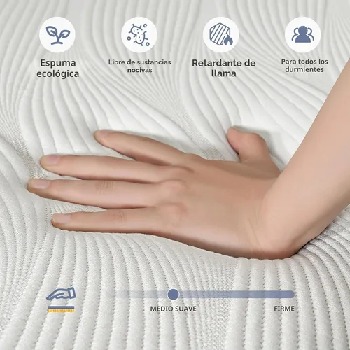 Vista 3 de ESHINE Marco de cama ajustable + colchón híbrido de 14 pulgadas, soporte lumbar, inclinación de almohada para la cabeza, control de aplicación