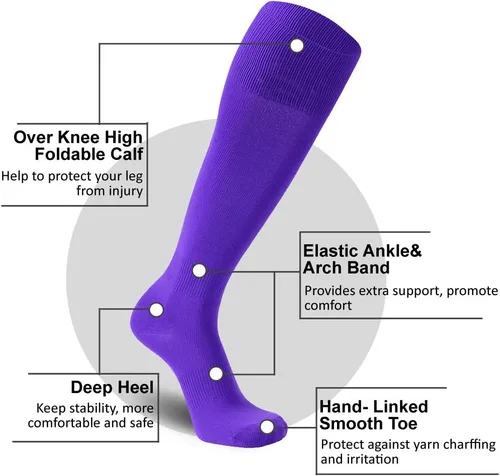 Vista 4 de FOOTPLUS Calcetines de béisbol y sóftbol, unisex por encima de la rodilla, calcetines de fútbol de rugby