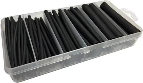 Vista 4 de Electriduct Kit de tubos termorretráctiles de 170 piezas, relación 2:1, 4 pulgadas de longitud, rango de tamaños surtidos: 1/16" a 3/8" (negro)