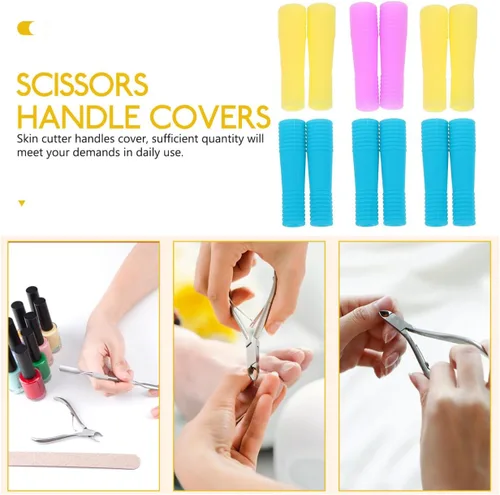 Vista 5 de 6 pares de fundas de silicona para cortador de cutículas, antideslizantes, fundas protectoras para tijeras de manicura, uso profesional en salón