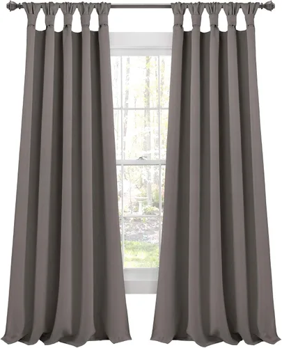 Vista 7 de Lush Decor - Cortinas con pestañas anudadas y aisladas para oscurecer la habitación, juego de paneles de cortina para ventana, 52" de ancho x 84
