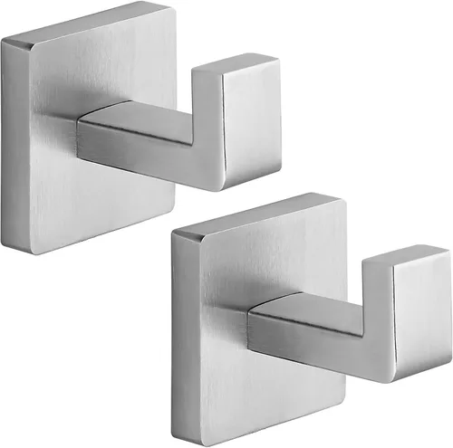 Vista 9 de Ganchos para Toallas de Acero Inoxidable de Servicio Pesado, Ganchos Cuadrados para Bata Montados en la Pared para Baño, Cocina, Dormitorio, Hotel