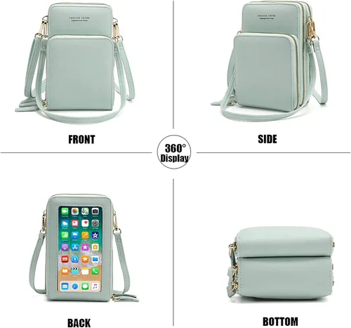 Vista 3 de Bolso chico en bandolera de mujer para celular, minicartera tarjetera monedero de manohombro
