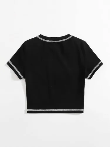 Vista 2 de SOLY HUX Camiseta corta de verano para mujer de manga corta recortada