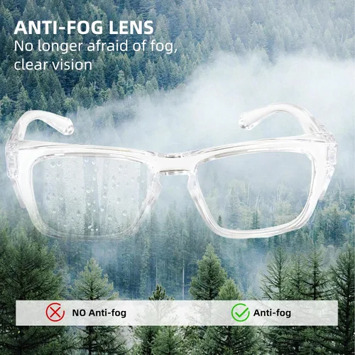 Vista 2 de Gafas de seguridad – Lentes antivaho – Protección ocular con escudos laterales – Anteojos protectores ANSI Z87.1 – Protección UV para mujeres
