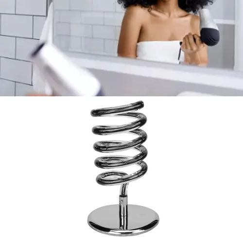 Vista 3 de Soporte para secador de pelo de baño, soporte para secador de pelo, estación de peluquería en espiral para baño, secador de pelo, plancha plana
