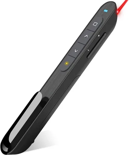 Vista 9 de DinoFire - Clicker de presentación con estuche, presentador inalámbrico remoto Powerpoint Clicker, con bolsa de almacenamiento protectora Negro
