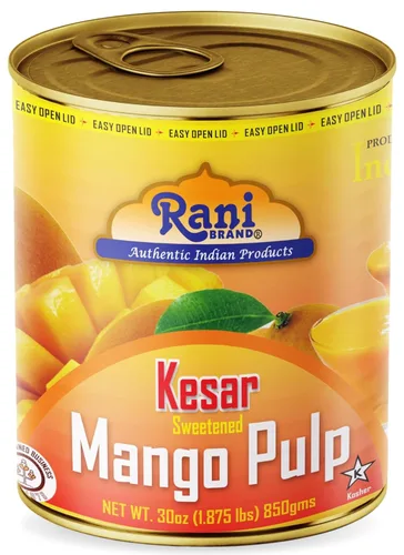 Vista 25 de Puré de pulpa de mango Rani (hace batidos de mango Lassi) Alphonso endulzado 30 onzas (1.875 libras) 29.98 oz ~ Kosher Todo natural Sin OMG