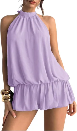 Vista 13 de Floerns Mini vestido sin mangas con volantes y dobladillo de burbujas para Café
