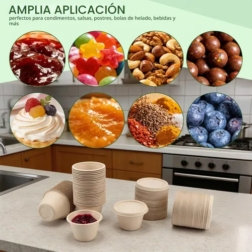 Vista 6 de Vmiapxo Paquete de 50 vasos de papel desechables de 4 onzas con tapas Marrón