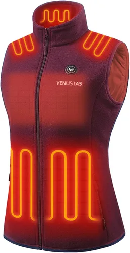 Vista 7 de Venustas - Chaleco térmico de forro polar para mujer con batería ligero y Negro