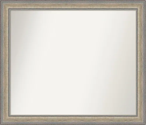 Vista 391 de Amanti Art Espejo de baño plateado para sobre el fregadero, 28 x 37 pulgadas, elegante espejo rectangular de peltre cepillado, marco de madera