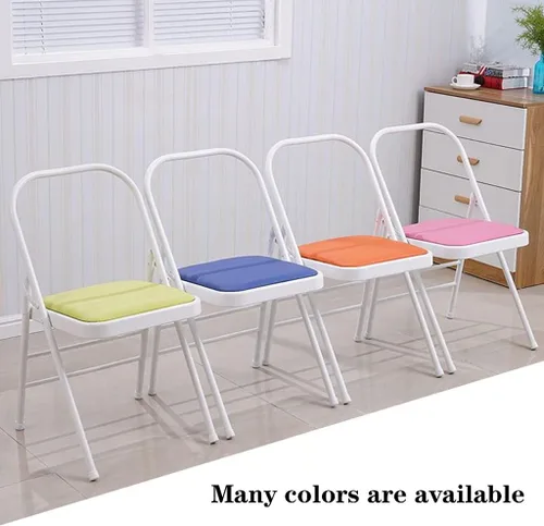 Vista 5 de Folding Chairs Muebles plegable respaldo silla cómodo simple acolchado marco de metal ahorro de espacio de almacenamiento